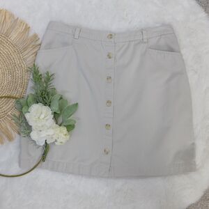 GAP Beige Cotton Button Front Skirt Size 14